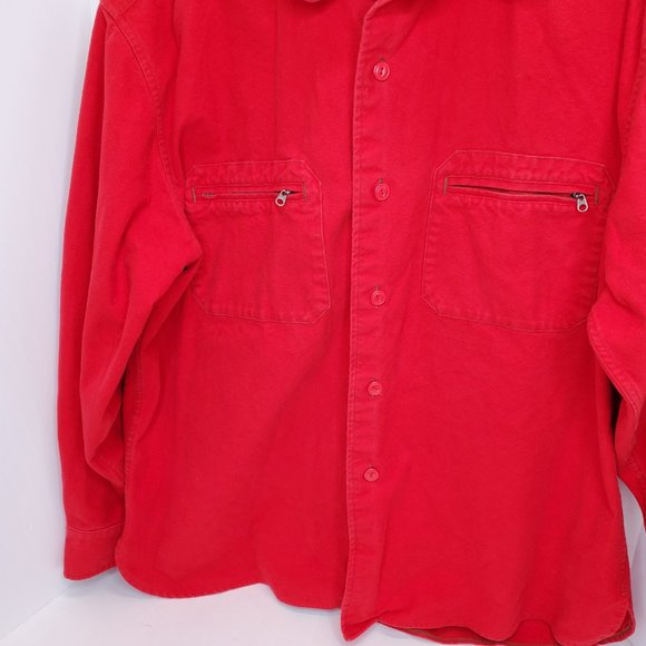 Vtg Woolrich Mens Red Button Up Shirt Jacket Shacket Sz XL Cotton Heavyweight. - Picture 6 of 11